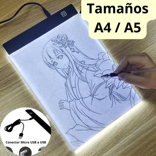 Acrílico con Luz LED A4/A5 para Dibujo y Bocetos